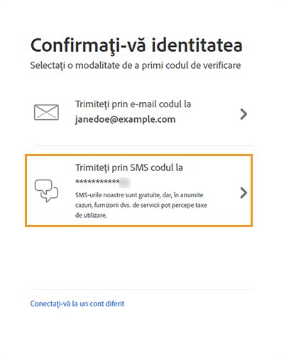 Ecranul Confirmați-vă identitatea