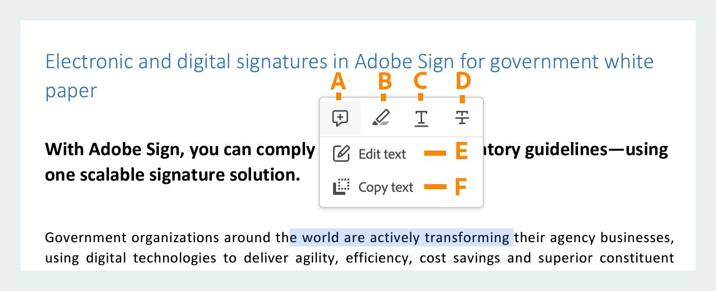 PDF でテキストを選択した際のその他のツール