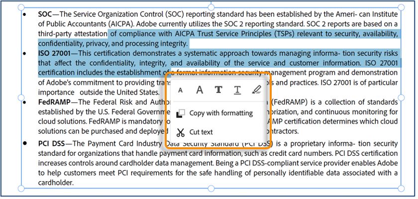 אפשרויות לבחירת טקסט