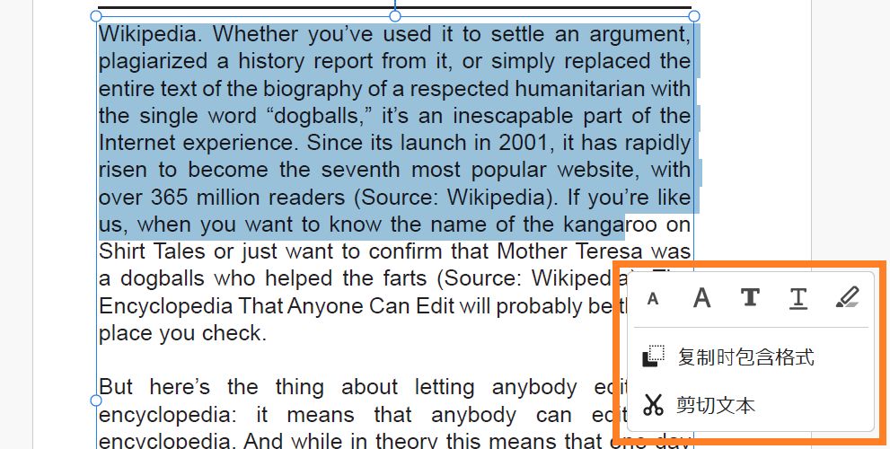 文本选择相关的选项