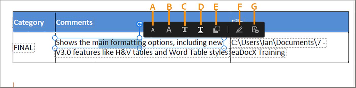 Contextual toolbar when text selection