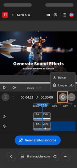 A opção Download fica destacada para que você possa baixar o áudio ou vídeo composto.