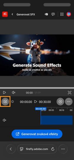 Tlačítko Nahrát je zvýrazněno, abyste mohli přidat video, pro které chcete generovat zvuk.