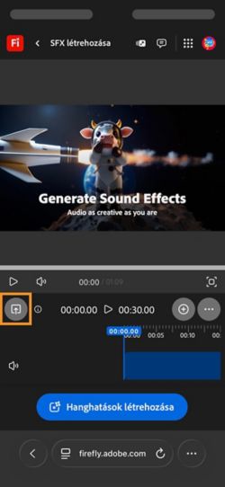 A Feltöltés gomb kiemelve van, így hozzáadhat egy videót, amelyhez hangot szeretne generálni.
