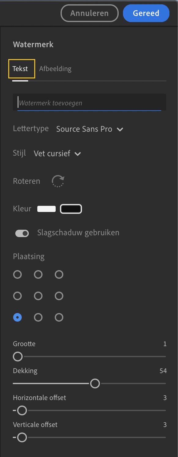 Het watermerk in uw foto aanpassen