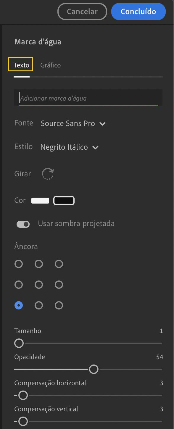 Personalizar marca d'água na foto