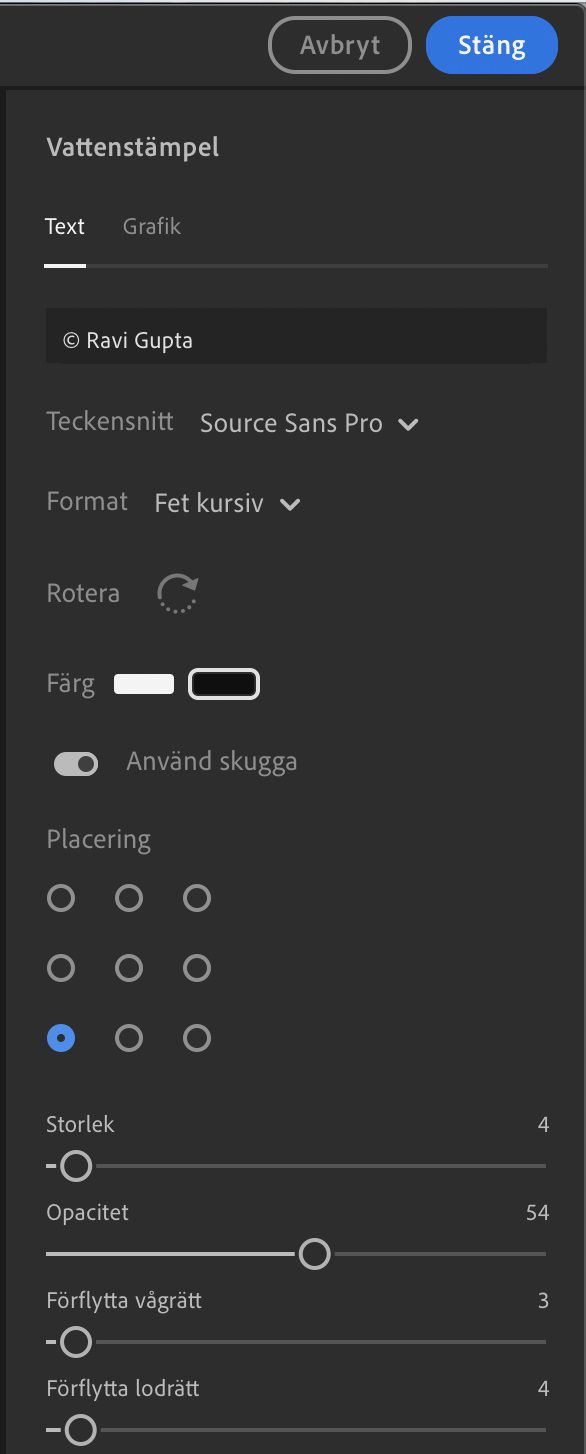 Anpassa vattenstämpel i fotot