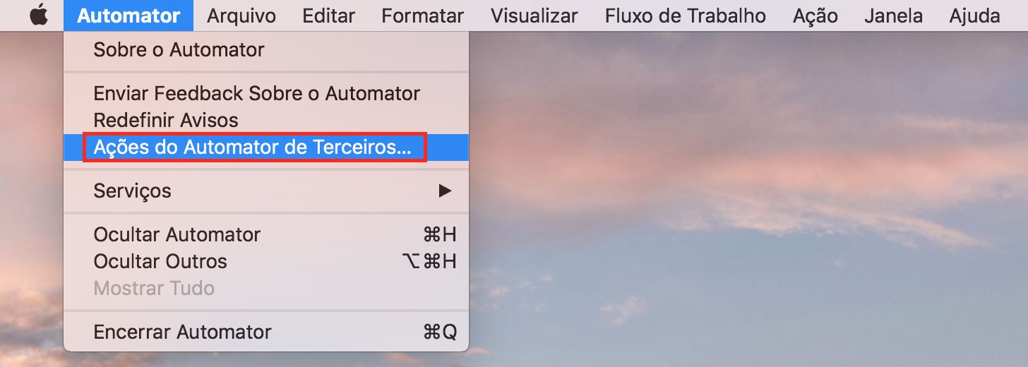 Caixa de diálogo Third party automator actions