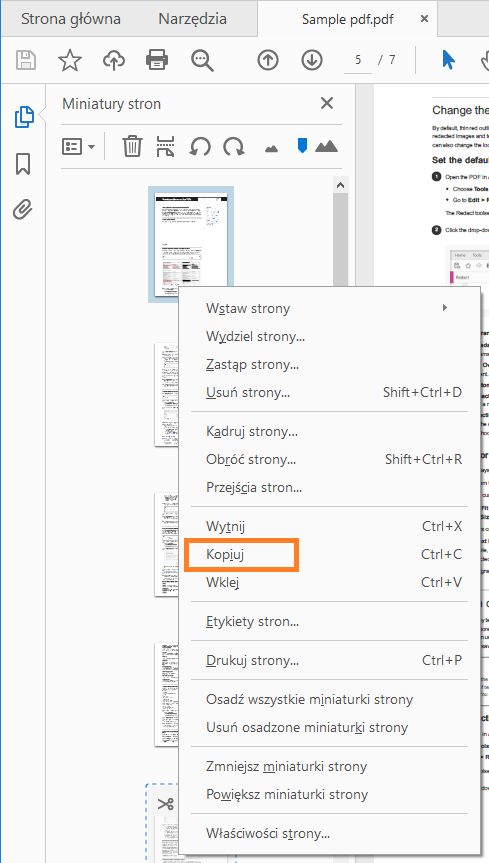 Kliknij prawym przyciskiem myszy i skopiuj stronę