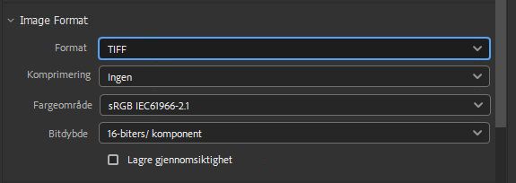 Velg TIFF-bildeformat.