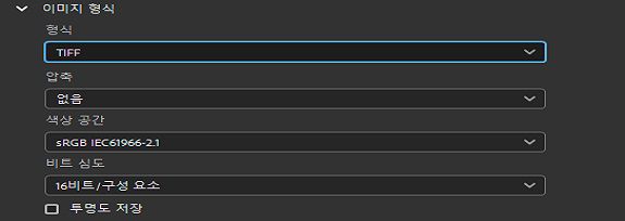 TIFF 이미지 형식을 선택합니다.