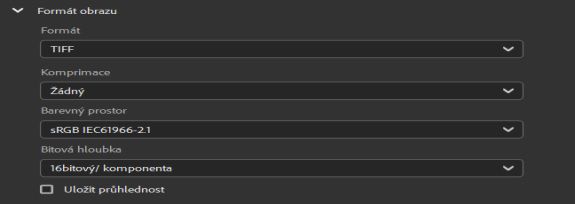 Vyberte formát obrázku TIFF.
