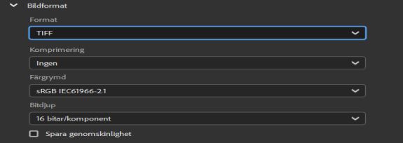 Välj bildformatet TIFF.