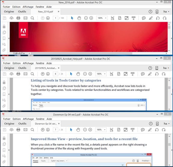 Onglets en mosaïque horizontale