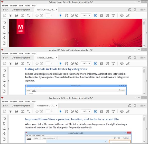 Tabbladen onder elkaar