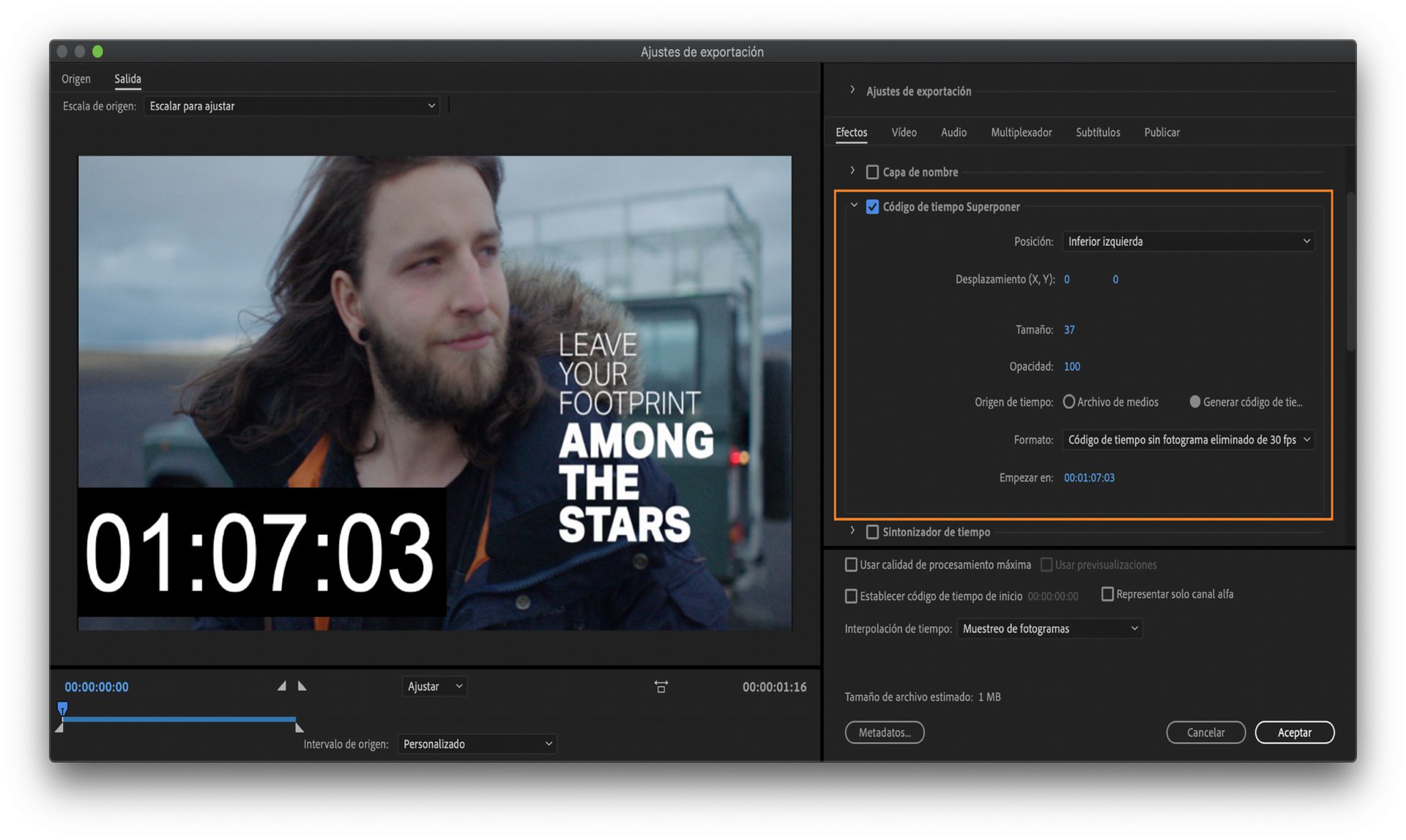 Sovrapposizione codice di tempo