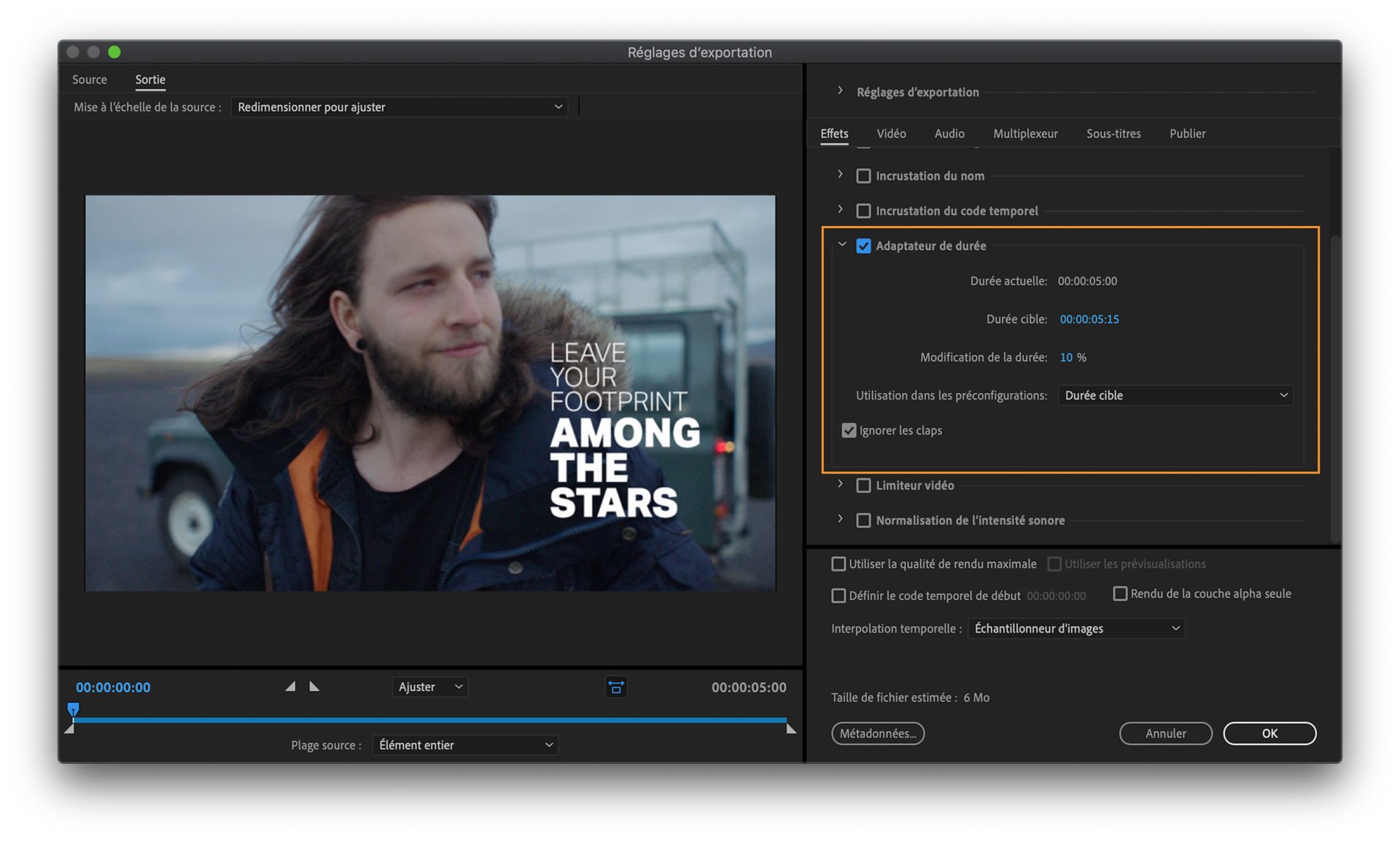 Adaptateur de durée