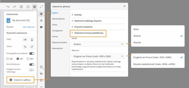 sterowanie rozmiarem i kompresją za pomocą opcji animacji poklatkowej