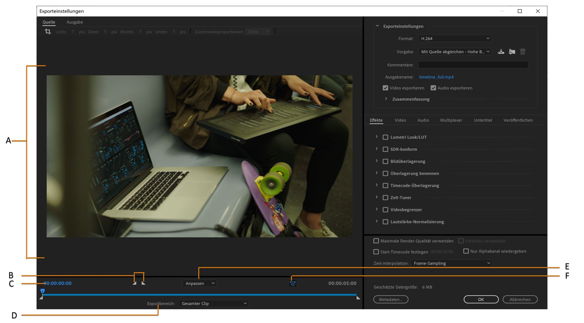 Schnittfenster ziehen