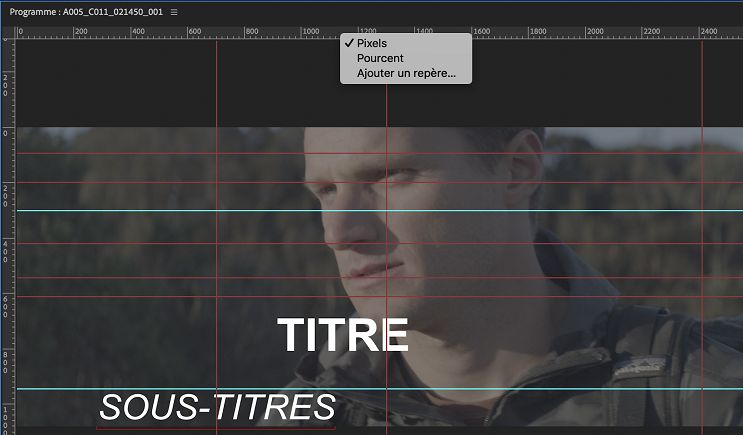 Basculement entre les options de mesure en pixels et en pourcentage