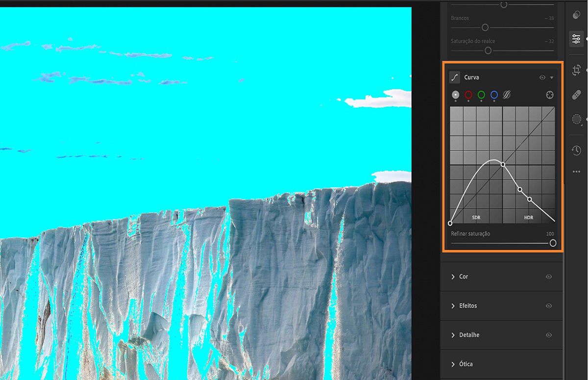 Curva após habilitar o HDR