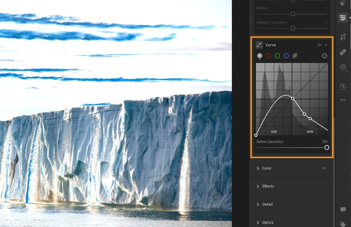 Curve after enabling HDR