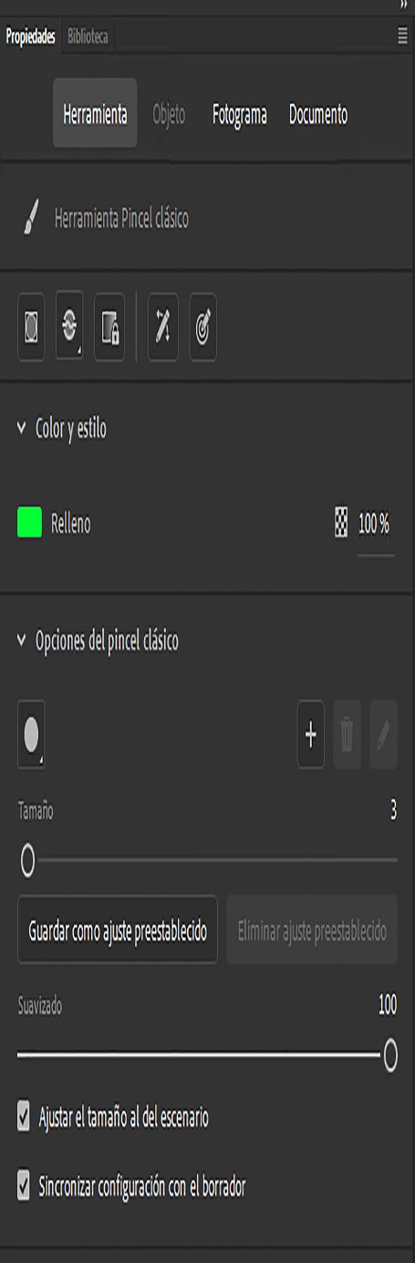 Inspector de propiedades de herramienta