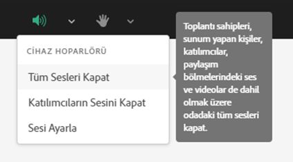 Toplantı odası menü öğeleri için ipuçları