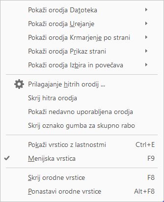 Izberite orodja, ki jih želite videti