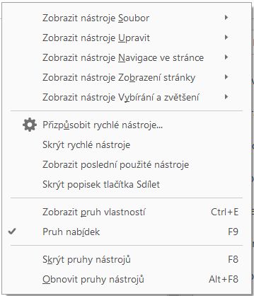 Vyberte nástroje, které chcete zobrazit