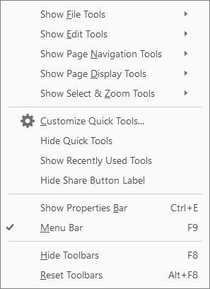 Sélection des outils à afficher