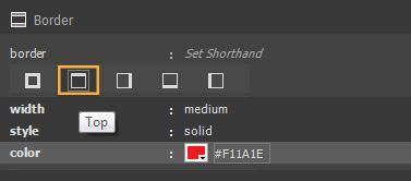 تعيين ألوان الحدود في الأعلى