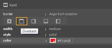 Ange kantfärg överst