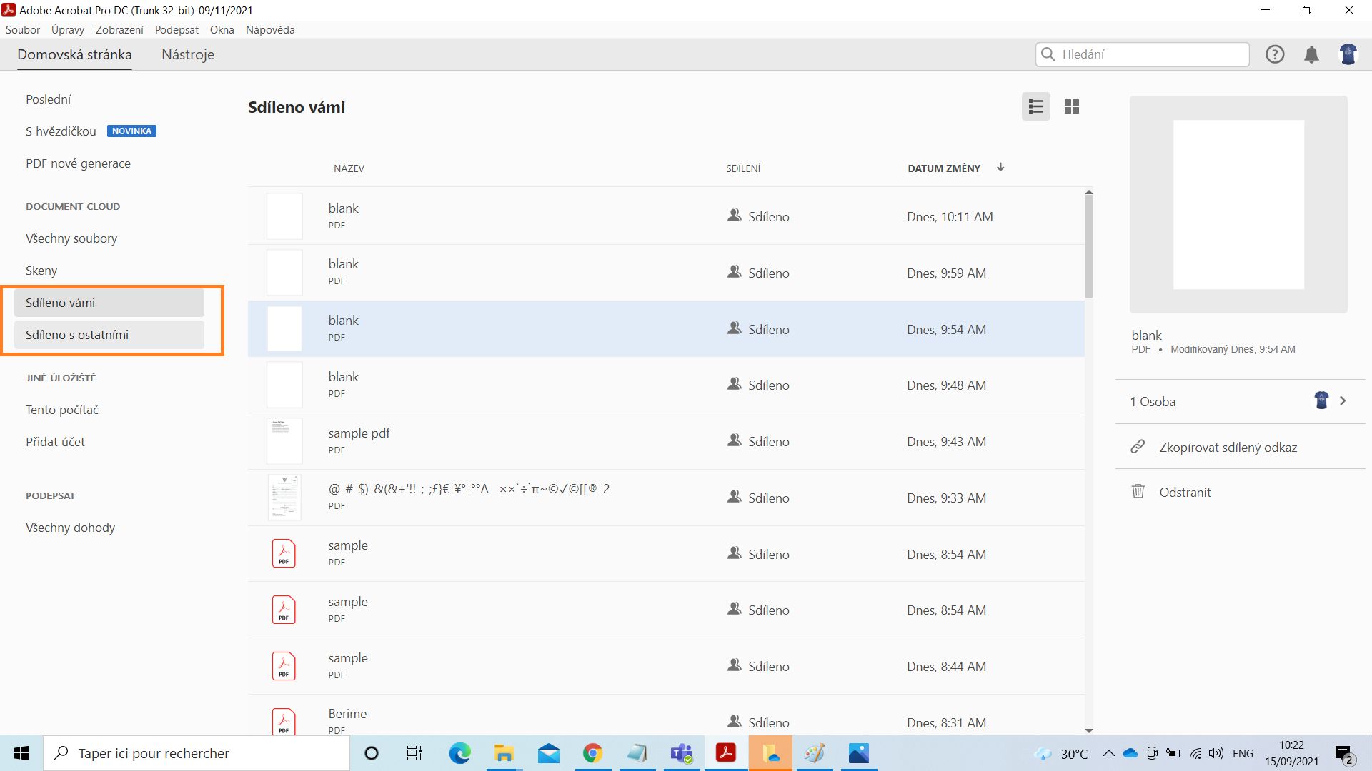 Operace se sdílenými soubory