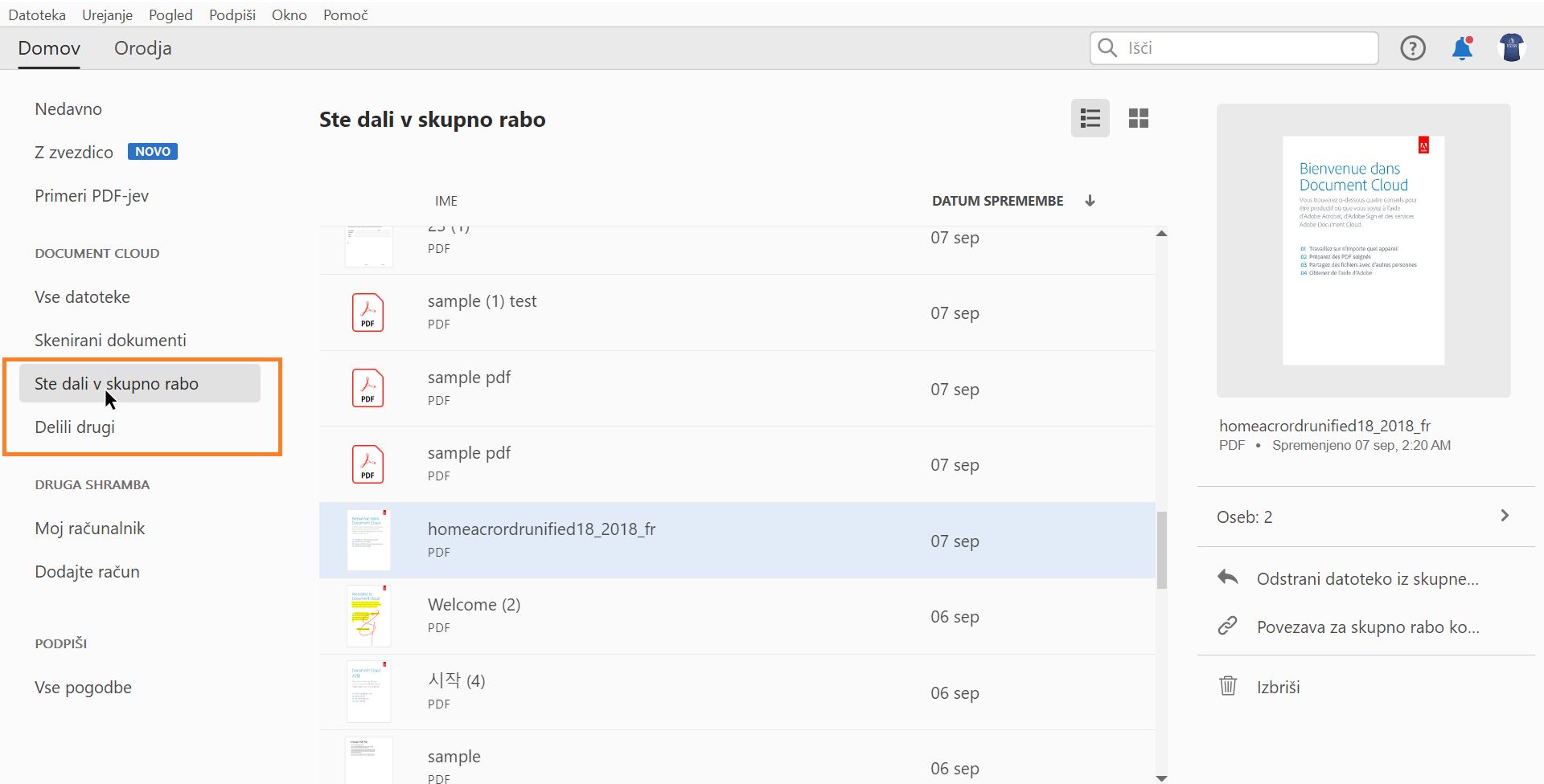 Delo z deljenimi datotekami