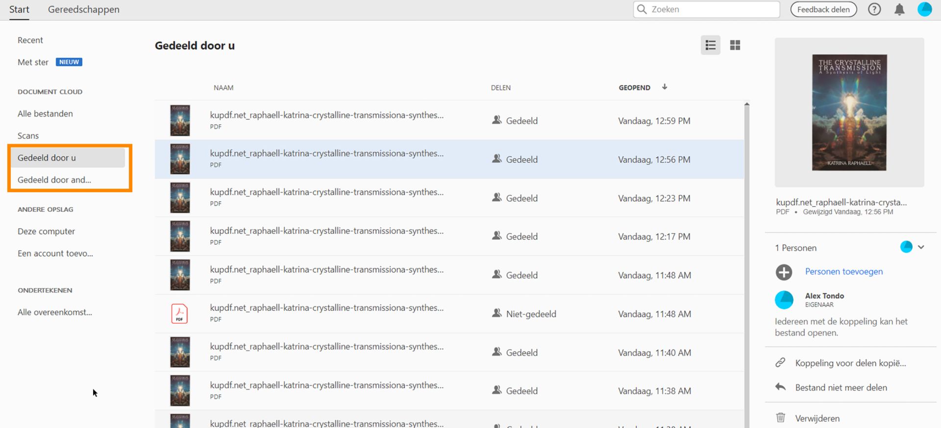 Bewerkingen op gedeelde bestanden