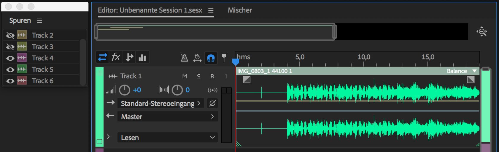 Bereich „Tracks“