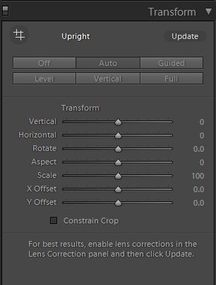 Nowy panel Przekształć w programie Lightroom CC
