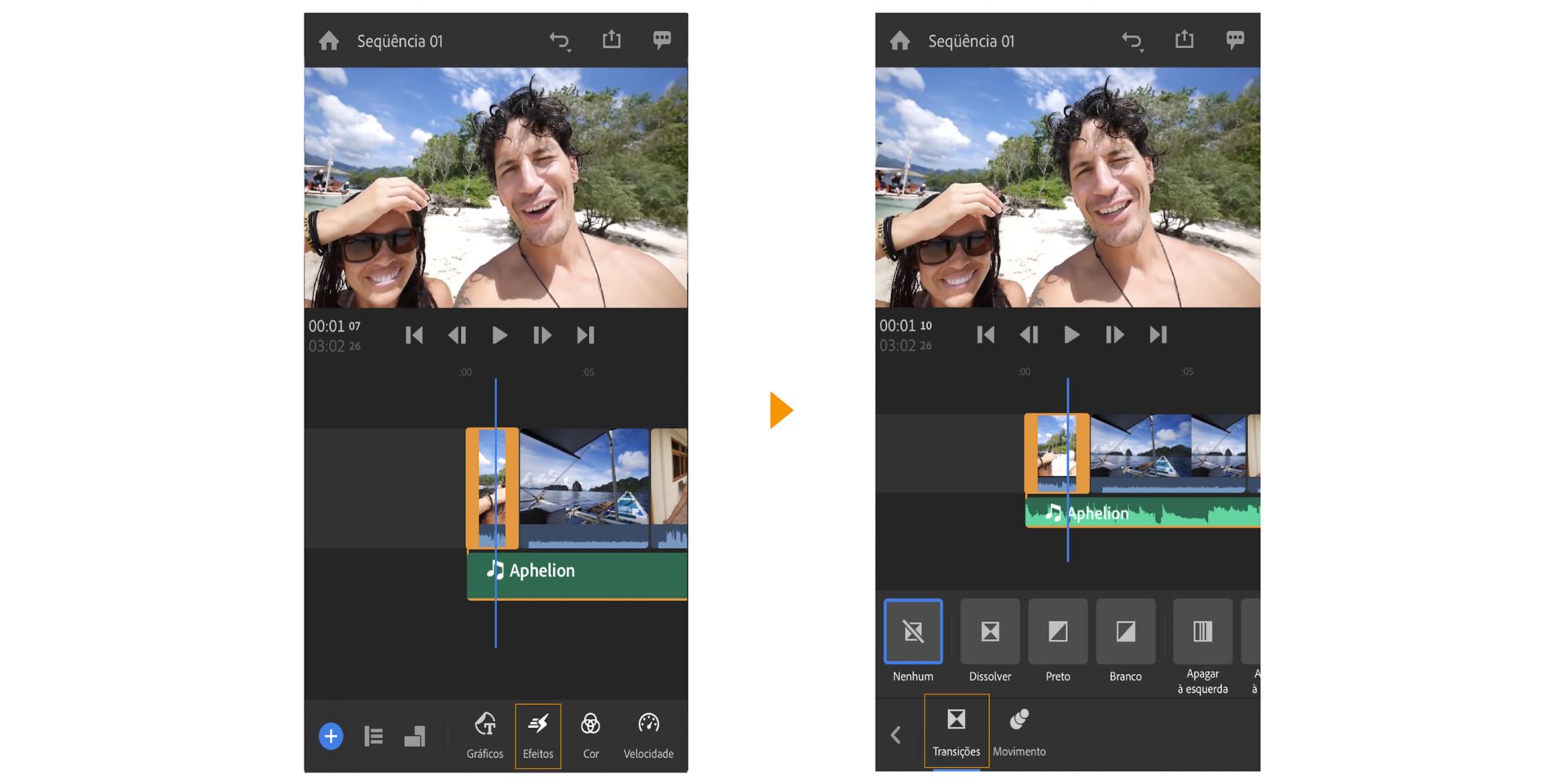 Adicionar transição