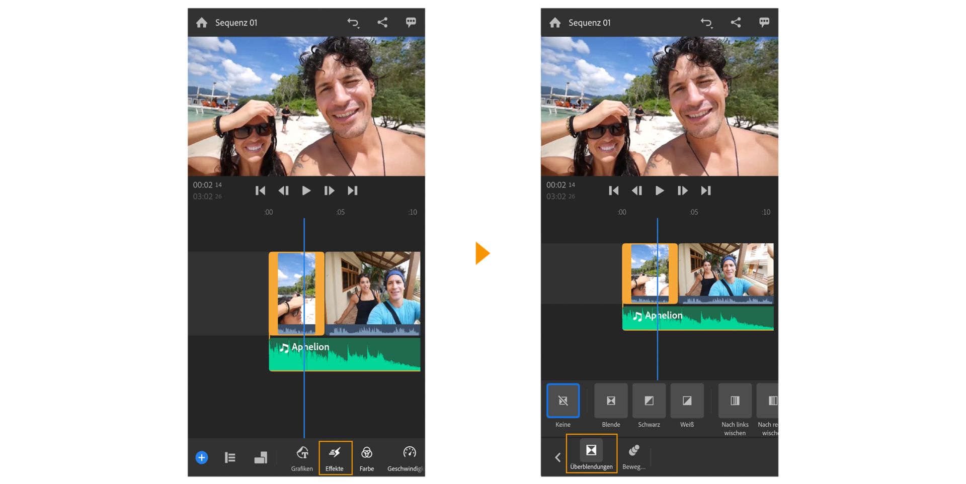 Überblendung hinzufügen