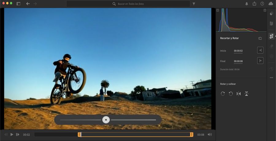 Recortar vídeos en Lightroom