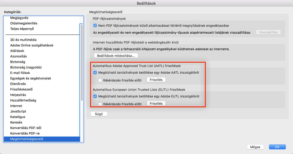 Az AATL és az EUTL frissítése
