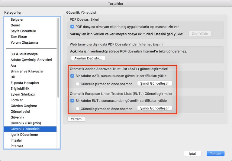 AATL veya EUTL'yi güncelleme
