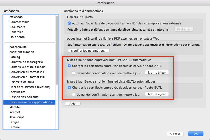 Mise à jour d’AATL ou d’EUTL