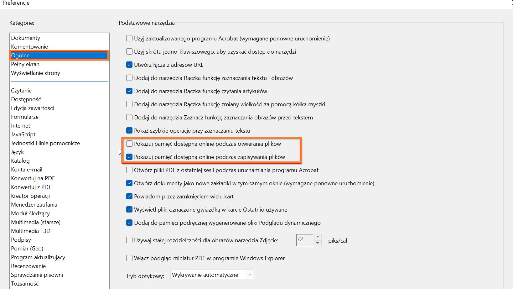 Wyłącz opcję przechowywania online