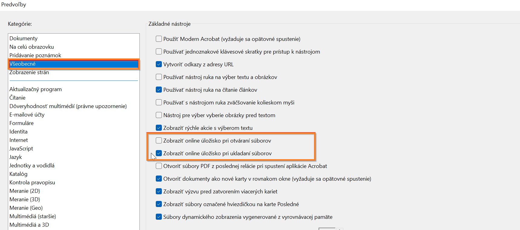 Vypnúť možnosť online úložiska