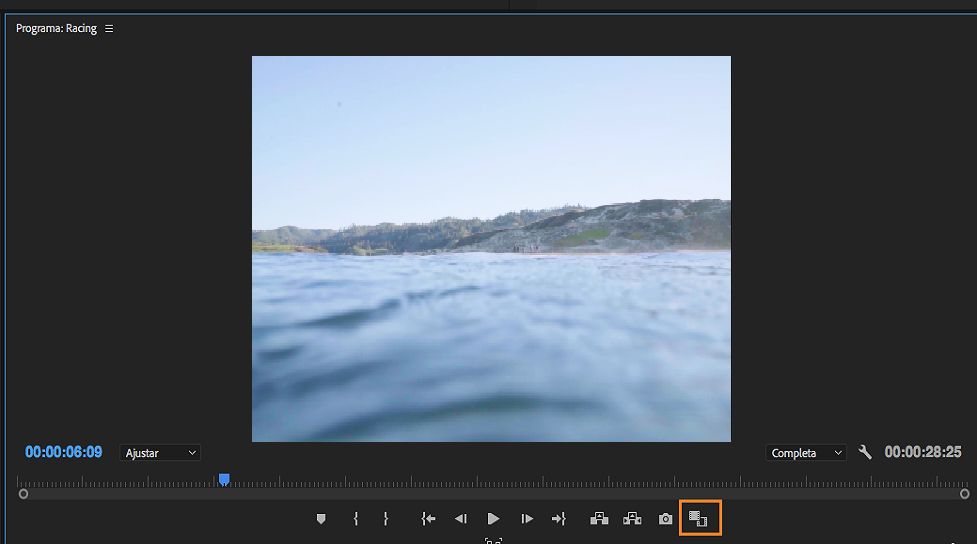 Icono de vista de comparación en el monitor de programa