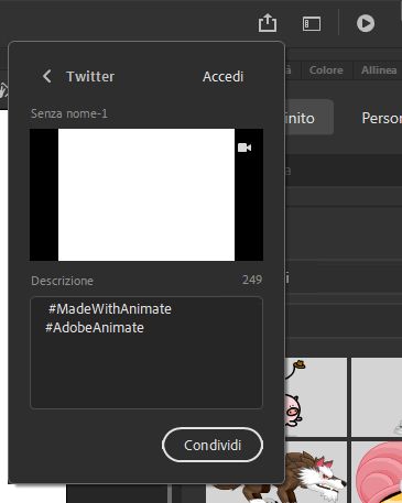 Pannello Condivisione su Twitter