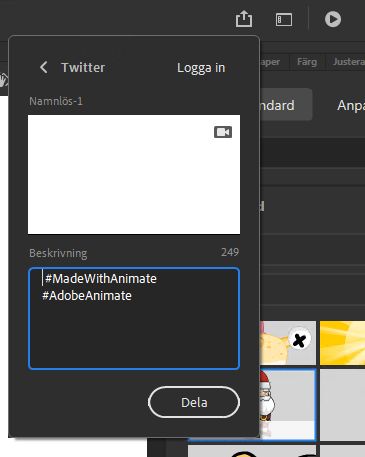 Panelen för att dela på Twitter