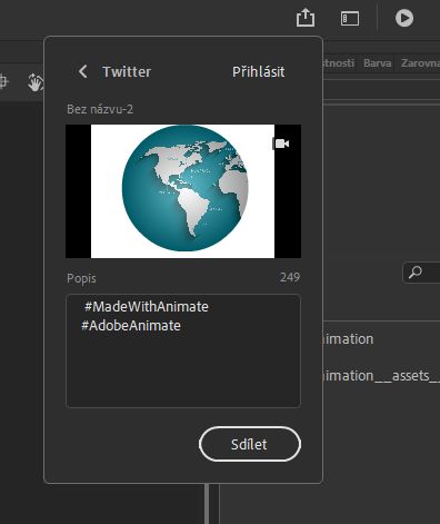 Panel pro sdílení na Twitteru